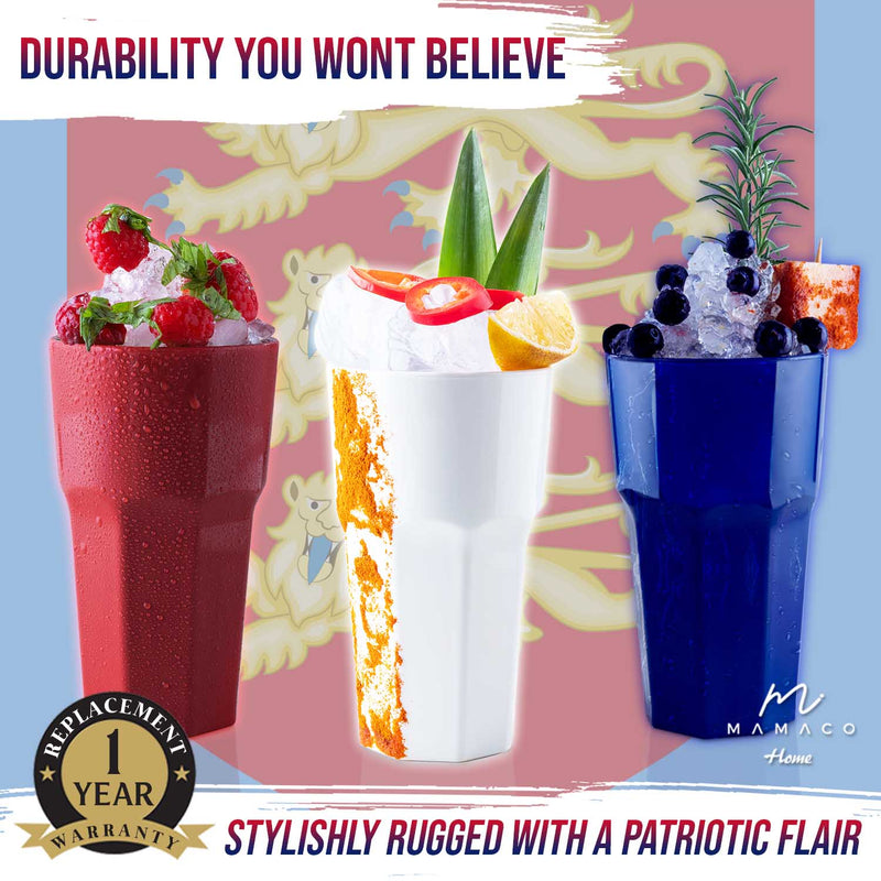Unbreakable Glasses Drinking Set, British Flag Theme, Shatterproof and BPA-Free Drinkware for Party, Pool, Beach, Camping, and Outdoor Fun, 11 oz. Water, Juice, and Cocktail Tumblers